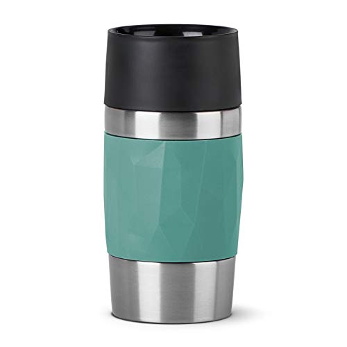 Emsa Travel Mug Compact Thermobecher klein, Isolierbecher 300 ml, 3h heiß, 6h kalt, Kaffeebecher to Go aus Edelstahl, auslaufsicher, spülmaschinengeeignet, 360°-Trinköffnung, grün N21603 von Emsa