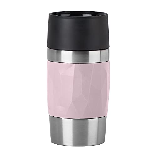 Emsa N21607 Travel Mug Compact Thermo-/Isolierbecher aus Edelstahl | 0,3 Liter | 3h heiß | 6h kalt | BPA-Frei | 100% dicht | auslaufsicher | spülmaschinengeeignet | 360°-Trinköffnung | Rosa von Emsa