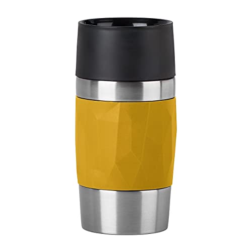 Emsa N21610 Travel Mug Compact Thermo/Isolierbecher aus Edelstahl | 0,3 Liter | 3h heiß 6h kalt | BPA-Frei | 100% dicht | auslaufsicher | 360°-Trinköffnung | Gelb | 1 Stück (1er Pack) von Emsa
