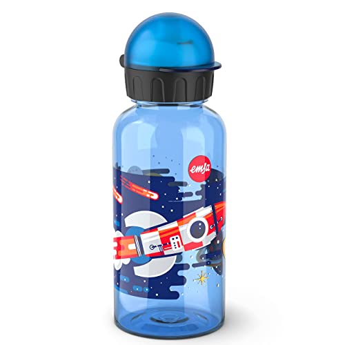 Emsa N30513 Kids Tritan Trinkflasche | Fassungsvermögen: 0,4 Liter | 100% sicher/praktisch/hygienisch/dicht/unbedenklich | cleverer Trinkverschluss | robust | Design: Space von Emsa
