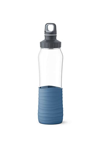 Emsa N31002 Drink2Go Glas Trinkflasche | Fassungsvermögen: 0,7 Liter | Schraubverschluss | Aqua-Blau von Emsa