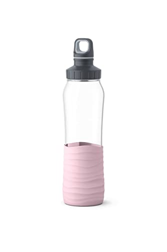 Emsa N31005 Drink2Go Glas Trinkflasche | Fassungsvermögen: 0,7 Liter| Schraubverschluss | 100% dicht | spülmaschinenfest | Rosa von Emsa