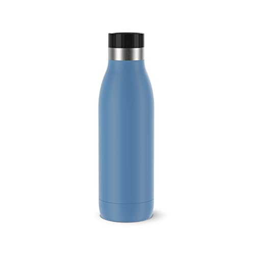 Emsa N31103 Bludrop Color Trinkflasche | 0,5 Liter | 100% dicht | Quick-Press Verschluss | Ergonomischer 360° Trinkgenuss | 12h warm, 24h kühl | Edelstahl | Aqua-Blau von Emsa