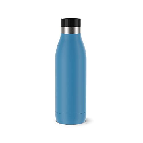 Emsa N31103 Bludrop Color Trinkflasche | 0,5 Liter | 100 % dicht | Quick-Press Verschluss | Ergonomischer 360° Trinkgenuss | 12h warm, 24h kühl | spülmaschinenfest | Edelstahl | Aqua-Blau von Emsa