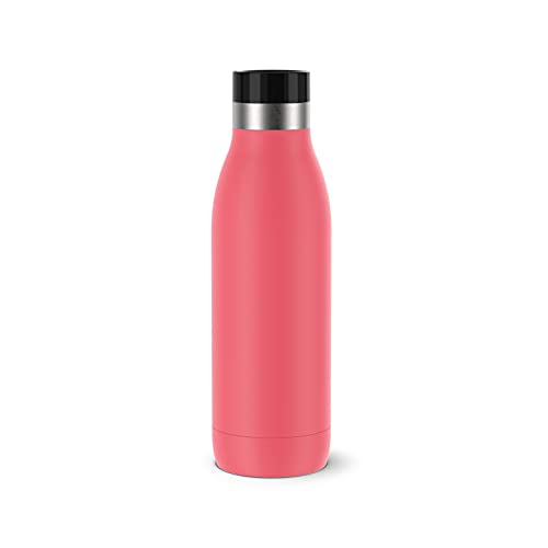 Emsa N31104 Bludrop Color Trinkflasche | 0,5 Liter | 100 % dicht | Quick-Press Verschluss | Ergonomischer 360° Trinkgenuss | 12h warm, 24h kühl | spülmaschinenfest | Edelstahl | Koralle von Emsa