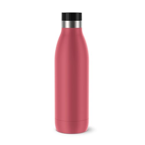 Emsa N31123 Bludrop Isolier-Trinkflasche | 0,7 Liter | Pulverbeschichtung | Edelstahl | Quick-Press Verschluss | 360° Trinkgenuss | 12 h warm | 24 h kühl | auslaufsicher | spülmaschinenfest | Koralle von Emsa