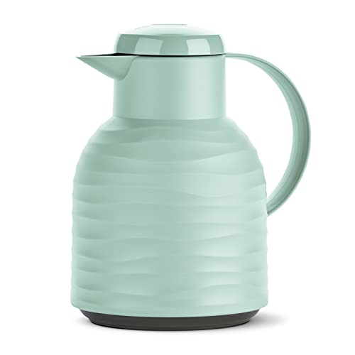 Emsa N40108 Samba Wave Isolierkanne | 1,0 Liter | Quick-Press Kunststoff | Glas-Isolierkolben | Kaffeekanne: 12h heiß/24h kalt| 100 Prozent dicht | wave minze von Emsa