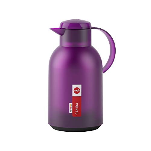 Emsa N40118 Samba Isolierkanne |1,5 Liter | Quick Press Verschluss | 12h heiß und 24h kalt | Transluzent/Aubergine von Emsa