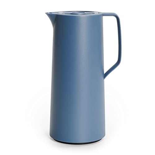 Emsa N41703 Motiva Isolierkanne | 1 Liter | Quick-Press-Verschluss | 12h heiß, 24h kalt | Glaskolben | Made in Germany | Nordisches Design | Nord Blau von Emsa