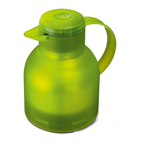 Emsa Samba Isolierkanne 505763 | 1 Liter | Quick Press Verschluss | 100% dicht | 12h heiß, 24h kalt | Transluzent Grün von Emsa