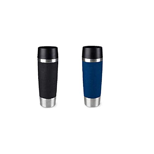 Emsa Standard-Design Travel Mugs, schwarz/blau, 2 x 500ml von Emsa