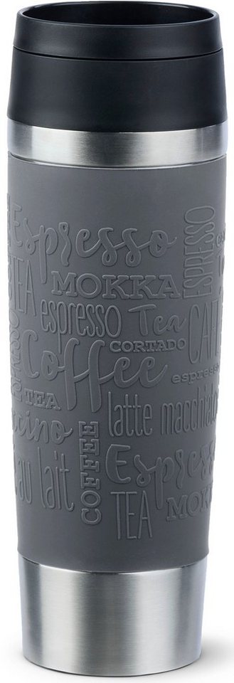 Emsa Thermobecher Travel Mug Classic, Edelstahl, Kunststoff, Silikon, 4h heiß, 8h kalt, 100% dicht, spülmaschinenfest, 360°-Trinköffnung von Emsa