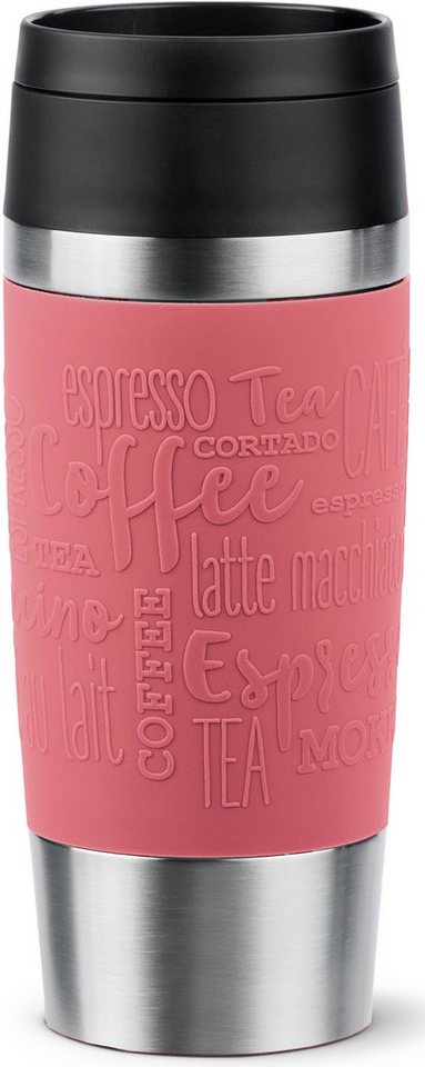 Emsa Thermobecher Travel Mug Classic, Edelstahl, Kunststoff, Silikon, 4h heiß, 8h kalt, 100% dicht, spülmaschinenfest, 360°-Trinköffnung von Emsa