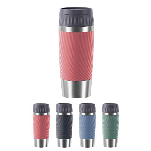 Emsa Travel Mug Easy Twist Edelstahl-Isolierbecher, 360 ml, Spülmaschinenfest, Einfaches Öffnen & Schließen, 4h heiß + 8h kalt, Koralle, N2011600 von Emsa