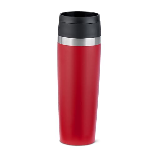 EMSA N2023750 Travel Mug Classic 0,5 Liter , neuer Komfort-Schraubverschluss , Edelstahl , 6h heiß und 12h kalt , 100% dicht , 360°-Trinköffnung , Edelstahl, dunkelrot von Emsa