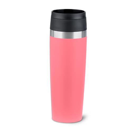 EMSA N2023950 Travel Mug Classic 0,5 Liter , neuer Komfort-Schraubverschluss , Edelstahl , 6h heiß und 12h kalt , 100% dicht , 360°-Trinköffnung , Edelstahl, pink von Emsa