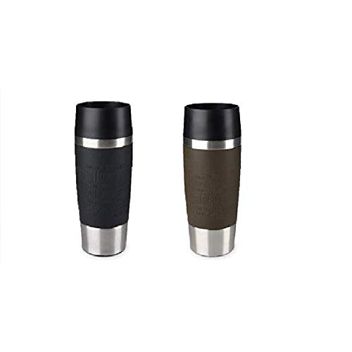 Emsa Standard-Design Travel Mugs, schwarz/braun, 2 x 360ml von Emsa