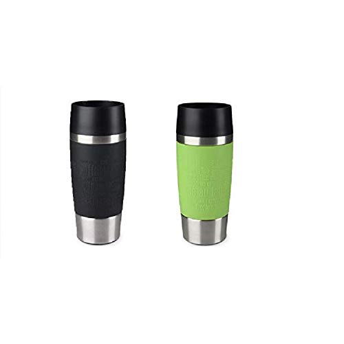 Emsa Standard-Design Travel Mugs, schwarz/limette, 2 x 360ml von Emsa