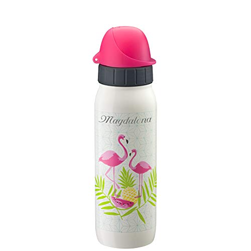 Emsa Trinkflasche Drink2Go Iso2Go 500 ml Teens Flamingo mit Laser-Gravur Edelstahl auslaufsicher von Emsa