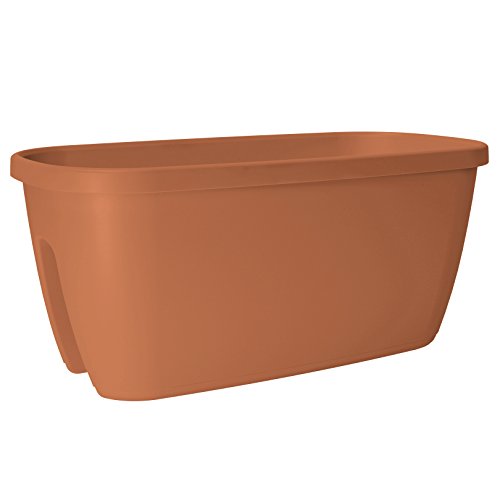 POETIC/EMSA - Geländertopf für den Außenbereich - Pflanzgefäss für Balkongeländer - Mit Selbstbewässerungssystem - Farbe Terrakotta - L.59,8 x B.29,6 x H.26,2 cm - 21 Liter von Emsa