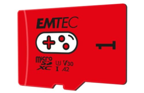 EMTEC, MicroSDXC 128 GB UHS-I U3 V30 A1 Express Gaming, kompatibel mit Nintendo Switch 2, hohe Geschwindigkeit bis zu 880 Mb/s, erweiterter Speicher, ideal für Videospiele und Anwendungen von Emtec