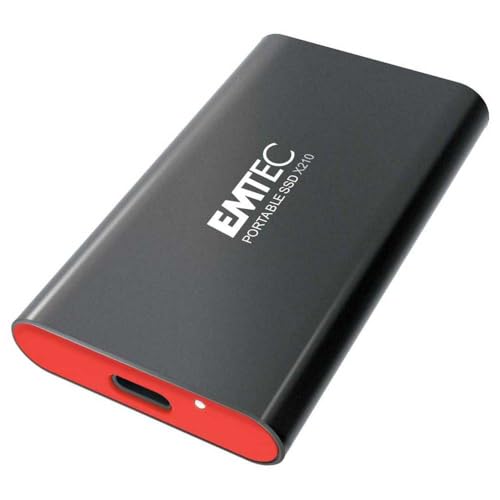 Emtec ECSSD128GX210 Tragbare SSD-Festplatte – 3,2 Gen2 – Kollektion X210 Elite – 3D NAND – 128 GB, 128 GB – Metallgehäuse von Emtec
