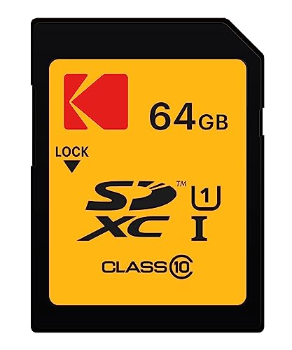 Kodak SD-Karte 64 GB UHS-I U1 V10 SDHC/XC – Speicherkarte, Lesegeschwindigkeit 85 MB/s Max – Schreibgeschwindigkeit 25 MB/s Max – Speicherung von Full-HD-Videos und hochauflösenden Fotos – SD Card von Emtec
