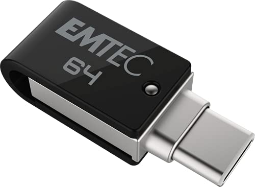 Emtec USB-Stick 64 GB Dual T260C Mobile & Go – USB 3.2 drehbar – USB Stick Dual USB-A/USB-C – Hakensystem 360° drehbar – Lesegeschwindigkeit 180 MB/s max. – Schreibgeschwindigkeit 15 MB/s s Max - EM. TEC Emtec USB-Stick 64 GB Dual T260C Mobile & Go – USB 3.2 drehbar – USB Stick Dual USB-A/USB-C – Hakensystem 360° drehbar – Lesegeschwindigkeit 180 MB/s max. – Schreibgeschwindigkeit 15 MB/s s Max - EM. TEC von Emtec