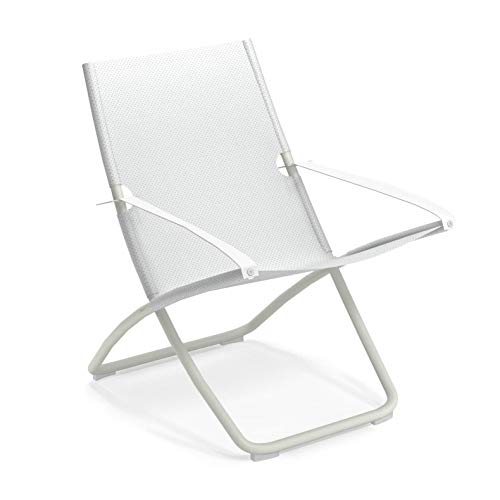Snooze Liegestuhl, weiß weiß Sitzfläche EMU-Tex weiß LxBxH 91x75x105cm Gestell Stahl weiß klappbar von Emu