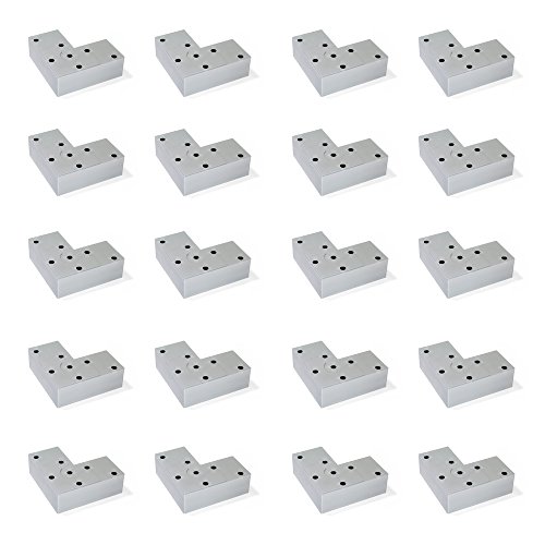 Emuca 2039525 Set aus 20 Füßen für Möbel/Schrank/Bett aus Aluminiumfarbenem Kunststoff, 24 mm von Emuca