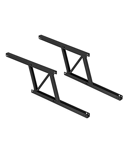 Emuca - 2er-Set Hebemechanismen für Couchtische, Möbelscharnierfeder Klapp Lift Up, Ermöglicht das Anheben des Tisches um 135mm, Schwarz lackiert, Stahl von Emuca
