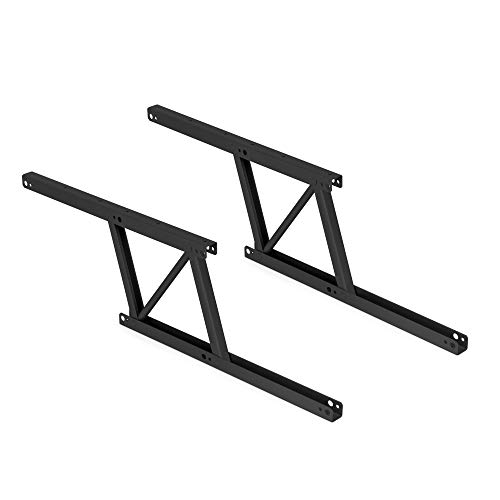 Emuca - 2er-Set Hebemechanismen für Couchtische, Möbelscharnierfeder Klapp Lift Up, Ermöglicht das Anheben des Tisches um 135mm, Schwarz lackiert, Stahl von Emuca