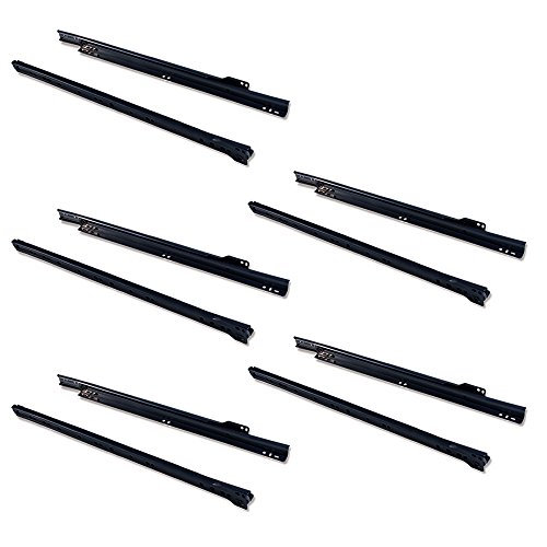 Emuca - Schubladenführungen mit Rollen und Teilauszug, Schwarz lackiert, 450 mm, 5 Stück Emuca - Schubladenführungen mit Rollen und Teilauszug, Schwarz lackiert, 450 mm, 5 Stück von Emuca