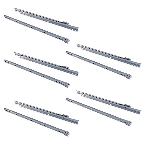 Emuca - Schubladenführungen mit Rollen und Teilauszug, Aluminium lackiert, 500 mm, 5 Stück Emuca - Schubladenführungen mit Rollen und Teilauszug, Aluminium lackiert, 500 mm, 5 Stück von Emuca