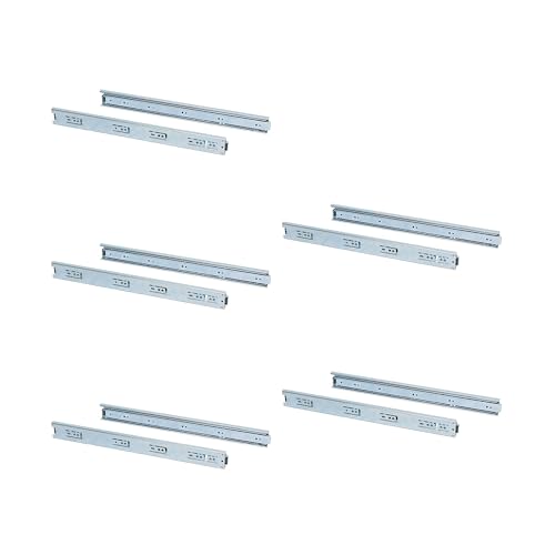 Emuca Schubladenführungen, Vollauszug mit Rollen 45 x 300 mm, Verzinktem, 5 Sets (10 Stück) von Emuca