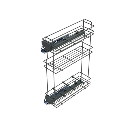 Emuca - Aausziehbares Flaschenregal mit sanfter Schließung, linke Seite, 3 Tablets, Modul 800x200mm, Stahl, Anthrazitgrau von Emuca