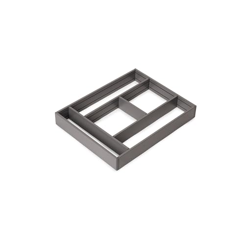 Emuca - Ausziehbarer Schubladenorganizer 450x500, schubladen organizer Aluminium, Anthrazitgrau von Emuca