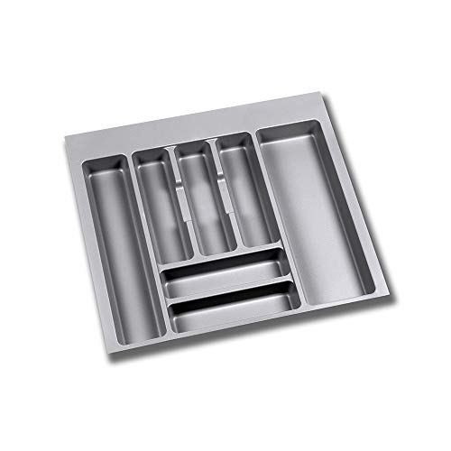 Emuca - ABesteckorganisator, Schubladenorganisator für die Küche, Besteckkasten, 7 Fächer, Modul 60 cm, Kunststoff, Grau von Emuca