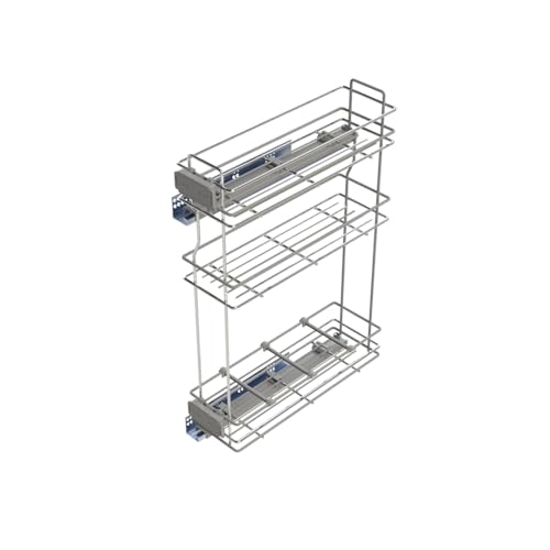 Emuca - Ausziehbares Flaschenregal mit sanfter Schließung, Linke Seite, 3 Tablets, Höhe 800mm, Modul 200mm, Stahl, Verchromt von Emuca