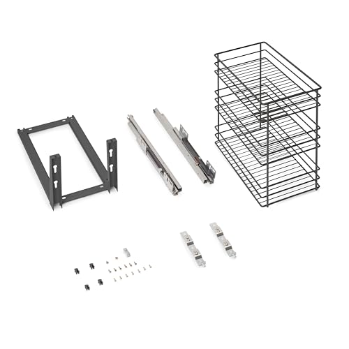 Emuca - Auszugswagen Titane mit Unterfederung und sanfter Schließung, für Küchenmodule 300mm, Stahl, Anthrazitgrau von Emuca