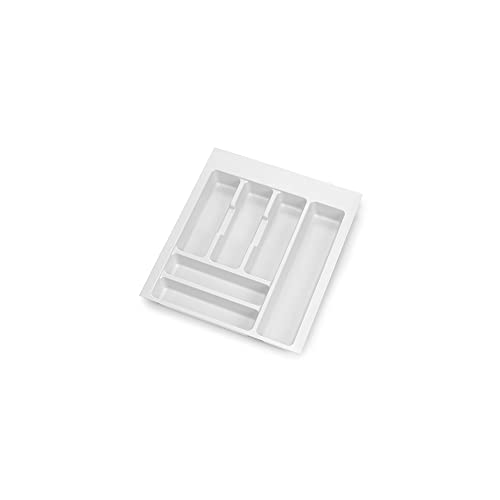 Emuca - Besteckfach für Küchenschublade Vertex/Concept 500, Modul 450 mm, Spanplatte 16mm, Kunststoff, Weiß von Emuca