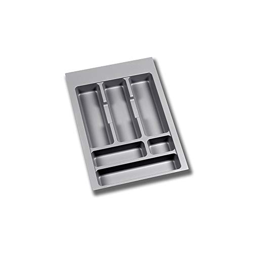 Emuca - Besteckorganisator, Schubladenorganisator für die Küche, Besteckkasten, 6 Fächer, Modul 40 cm, Kunststoff, Grau von Emuca
