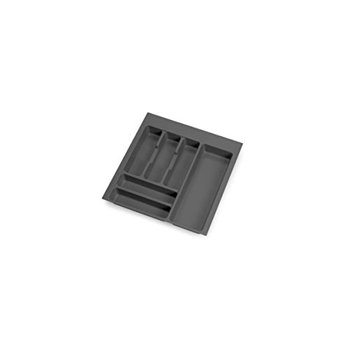 Emuca - Besteckorganisator, Schubladenorganisator für die Küche, Besteckkasten, 6 Fächer, Modul 50 cm, Kunststoff, Anthrazitgrau von Emuca
