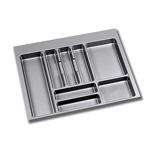 Emuca - Besteckorganisator, Schubladenorganisator für die Küche, Besteckkasten, 8 Fächer, Modul 70 cm, Kunststoff, Grau von Emuca