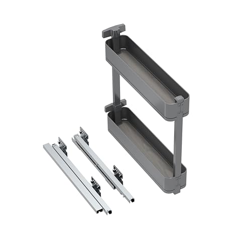 Emuca - Flaschenregal seitlich ausziehbar Harmony mit Soft-Close, Modul 150mm, Höhe 700mm, Stahl und Holz, Anthrazitgrau Emuca - Flaschenregal seitlich ausziehbar Harmony mit Soft-Close, Modul 150mm, Höhe 700mm, Stahl und Holz, Anthrazitgrau von Emuca
