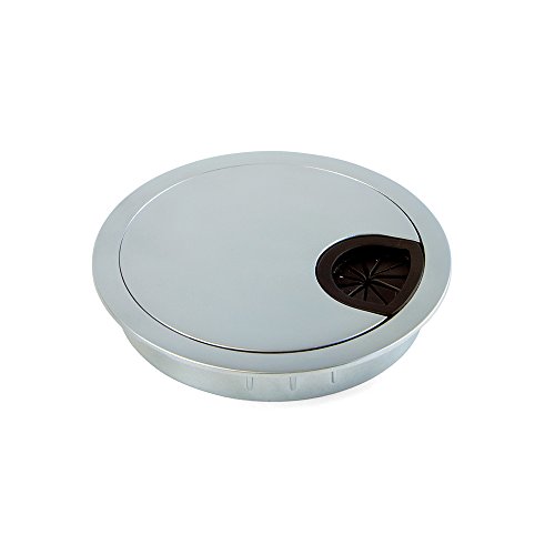 Emuca Kabeldurchführung aus Zamak fur Einbau im Tisch, Durchmesser 80mm, Chrom Matt von Emuca