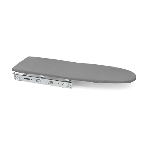Emuca - Klappbar Bügelbrett für Möbel, gedämpftes System, 890x300mm, Stahl und Holz, Grau von Emuca