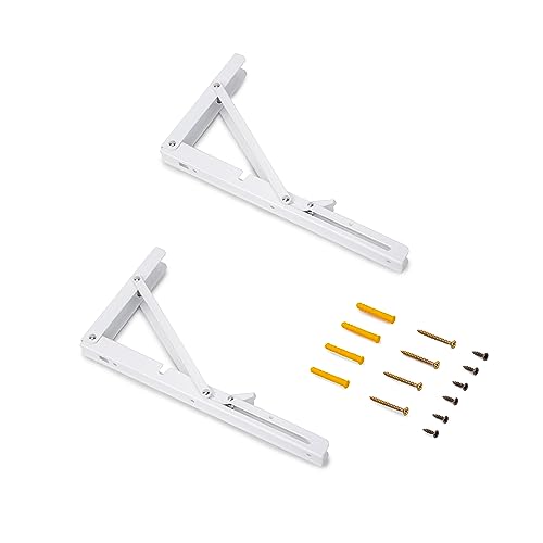 Emuca - Klappbare Bodenträger, 303mm, Set mit 2 Klapphaltern für Regal, max. 50 kg, Weiß, Stahl Emuca - Klappbare Bodenträger, 303mm, Set mit 2 Klapphaltern für Regal, max. 50 kg, Weiß, Stahl von Emuca