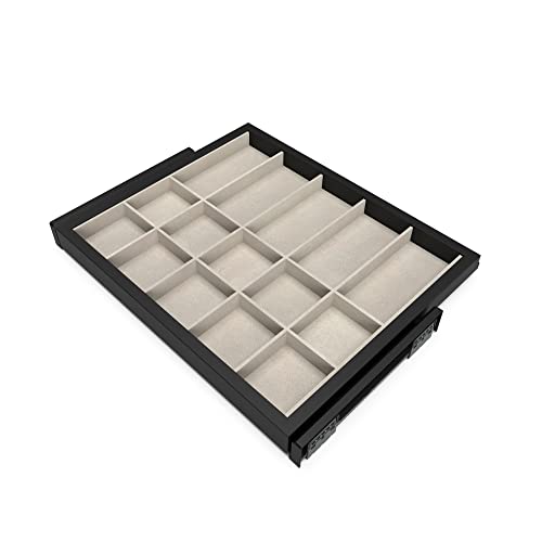 Emuca - Organisationsschublade mit sanft schließenden Schienen für Schränke, Modul 600mm, regulierbare, Tiefschwarz und Steingrau lackiert von Emuca