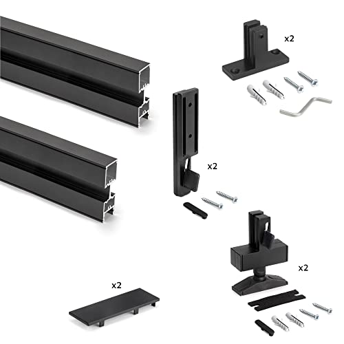 Emuca - Profilset mit Werkzeug für L-Montage, Aluminium und Zamak, Schwarz strukturiert, 2 STK. von Emuca